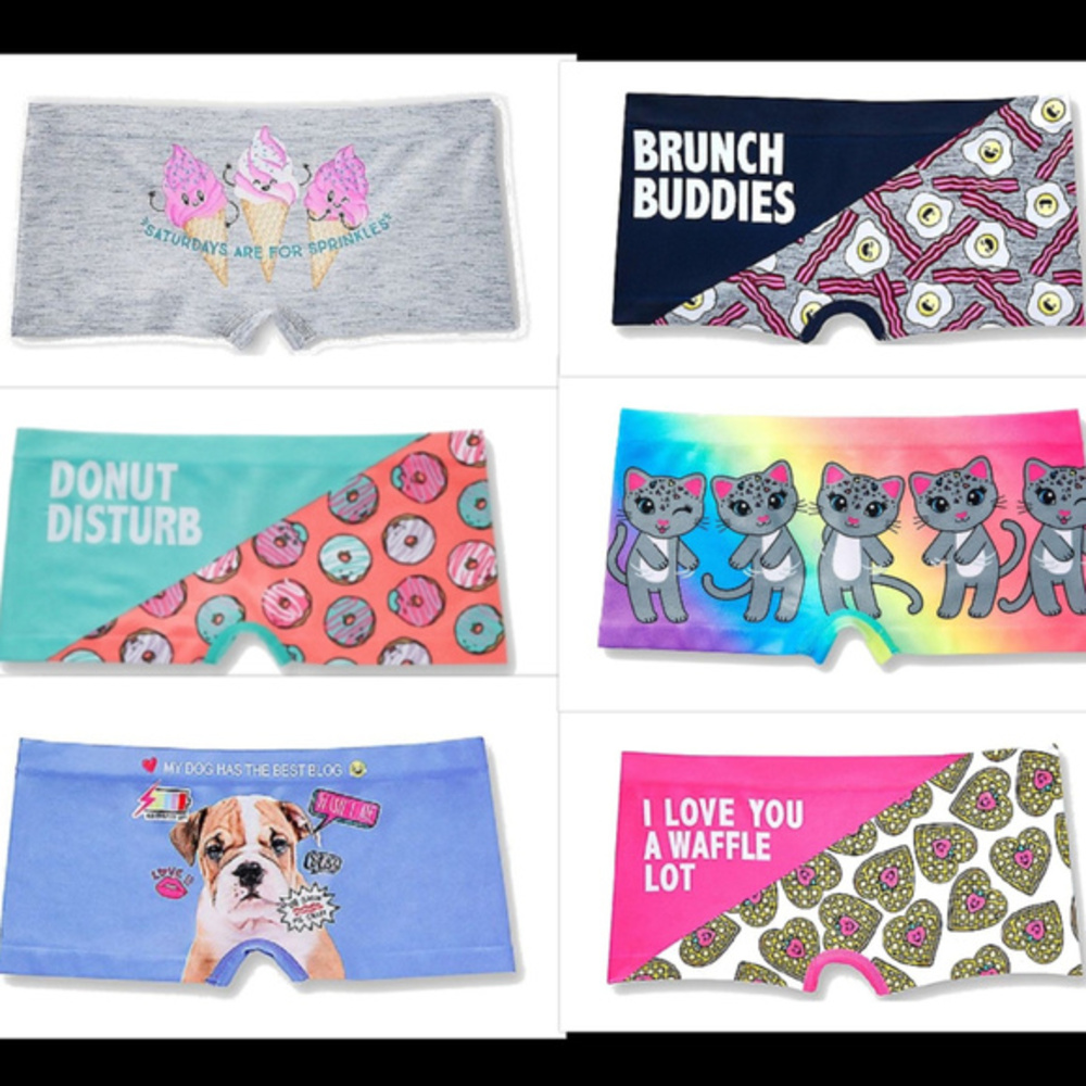 NWT Justice Girls 6 Pair Panties 8/10 Shorties